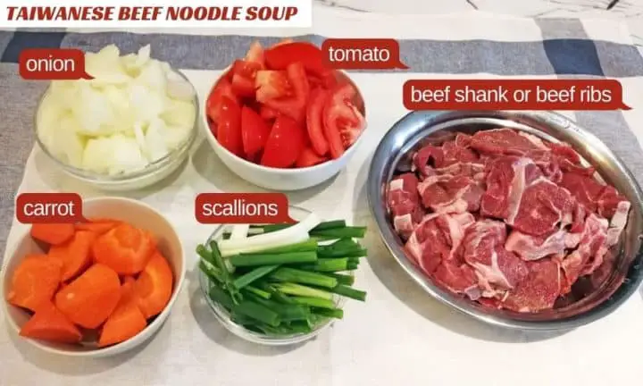 Chinese beef noodle soup ingredients