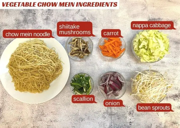 dry vegetable chow mein ingredients