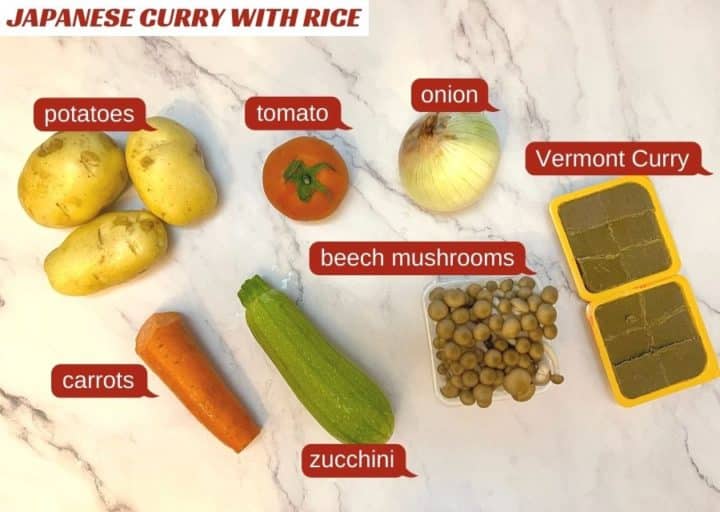 Japanese curry rice ingredients