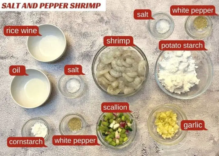 Chinese salt and pepper shrimp ingredients