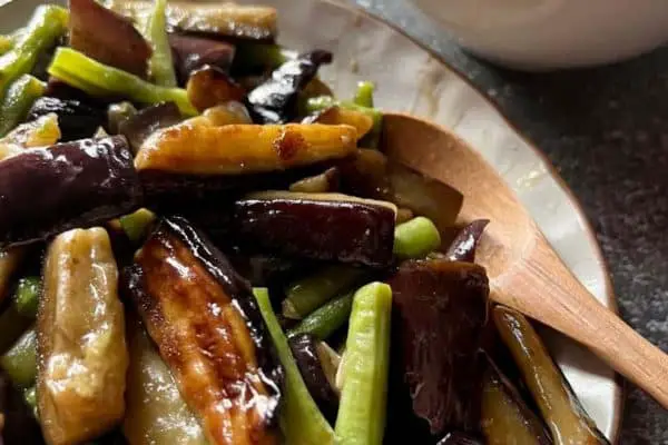 sauteed green beans and eggplant