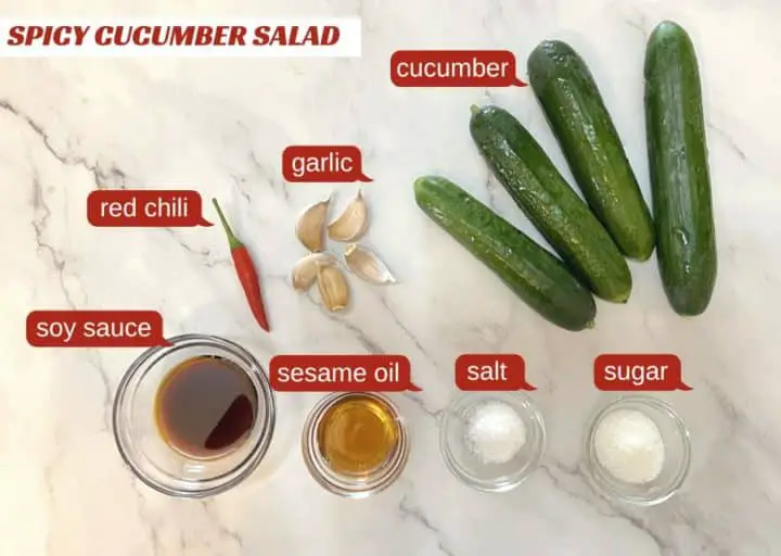 spicy cucumber salad -ingredients