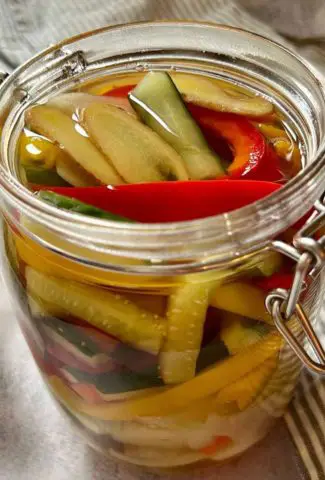 Mixed vegetable pickle with vinegar and sugar
