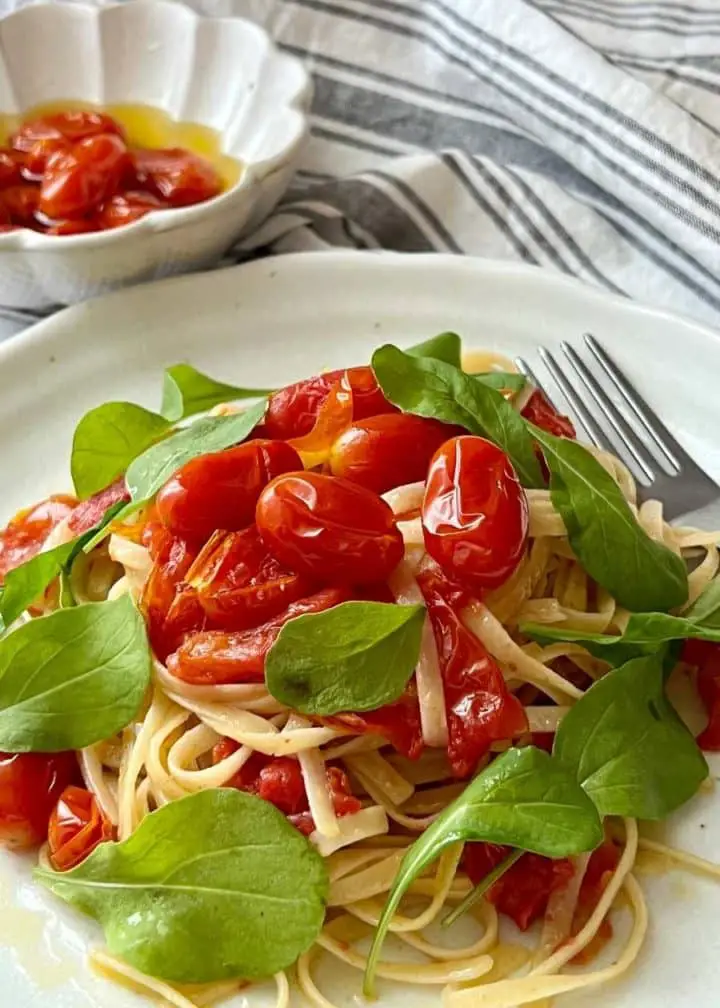 cherry tomato pasta with tomato confit