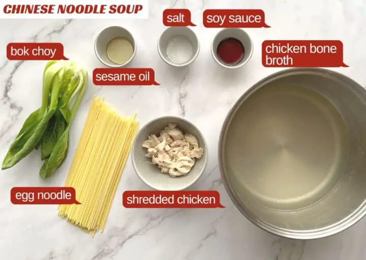 Chinese noodle soup -ingredients