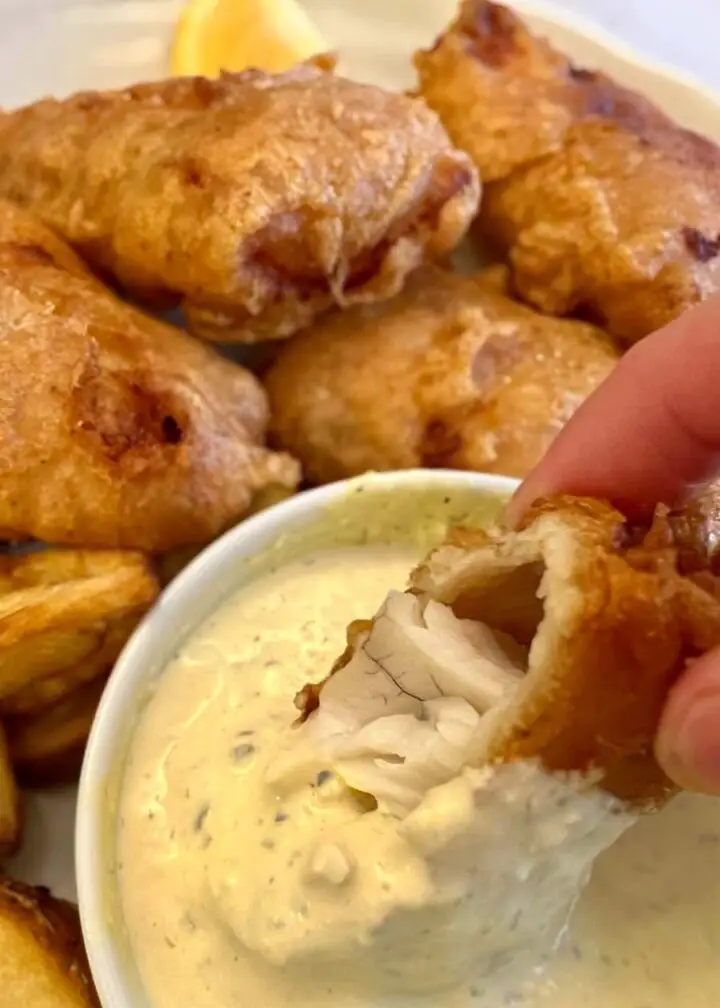 Beer battered fish with tartar sauce