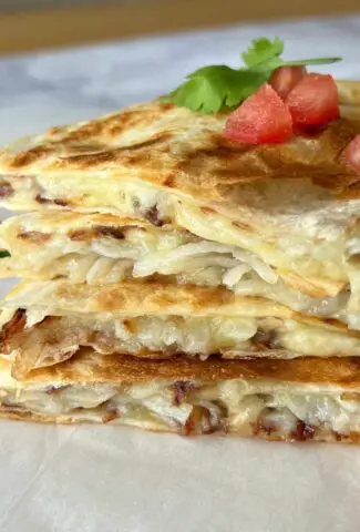 Potato rosti and cheese breakfast quesadilla