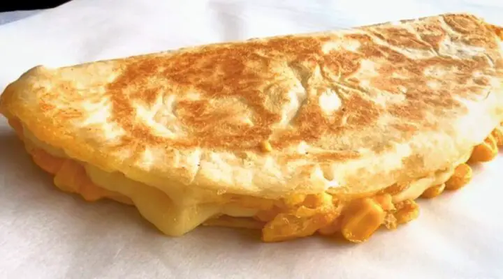 egg and corn with cheese quesadilla