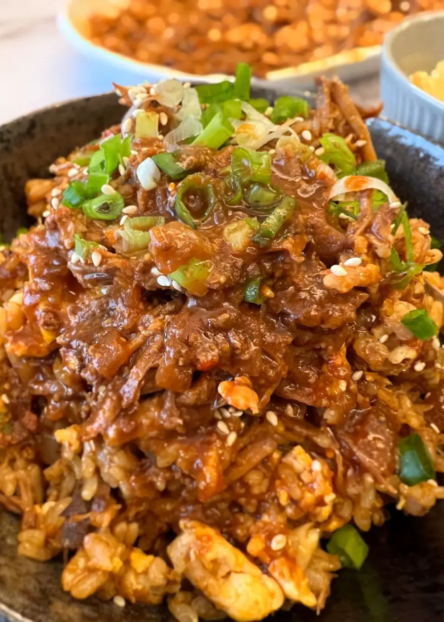 spicy Pulled pork with fried rice
