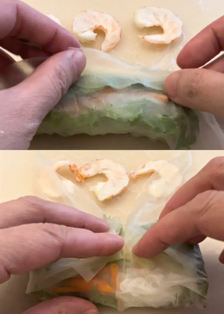 how to fold Vietnamese rice papper rolls -2