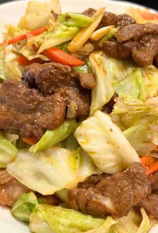 Cabbage and beef stir fry