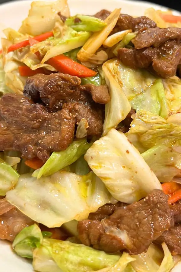 Cabbage and beef stir fry