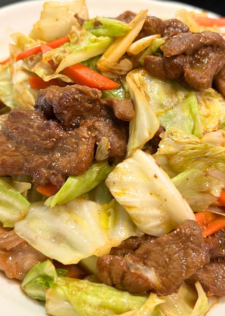 Cabbage and beef stir fry